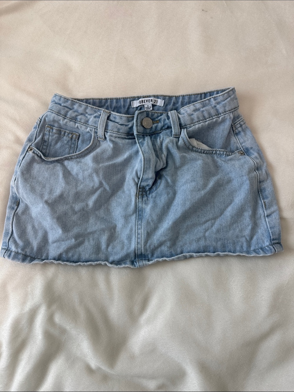 Forever 21 Light Wash Denim Mini Skirt
